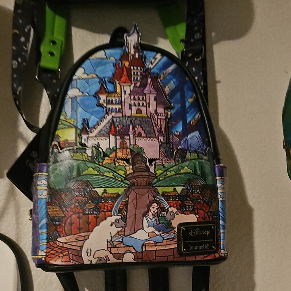 Disney Enchanted Castle Backpack with Blue and Green Accents